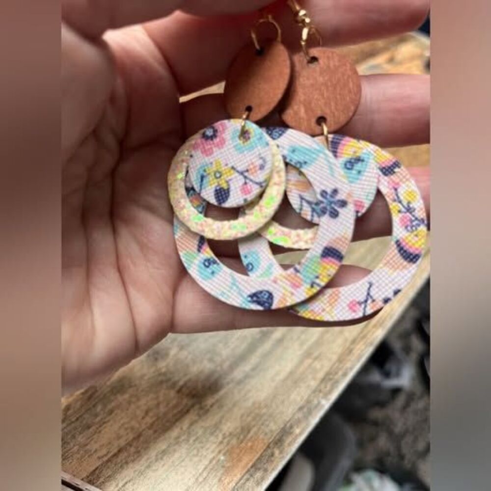 Multi-Layered Floral Print Earrings